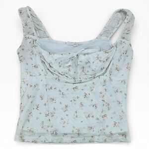 Pink Rose White Floral Mesh Tie-Front Camisole Top Size S